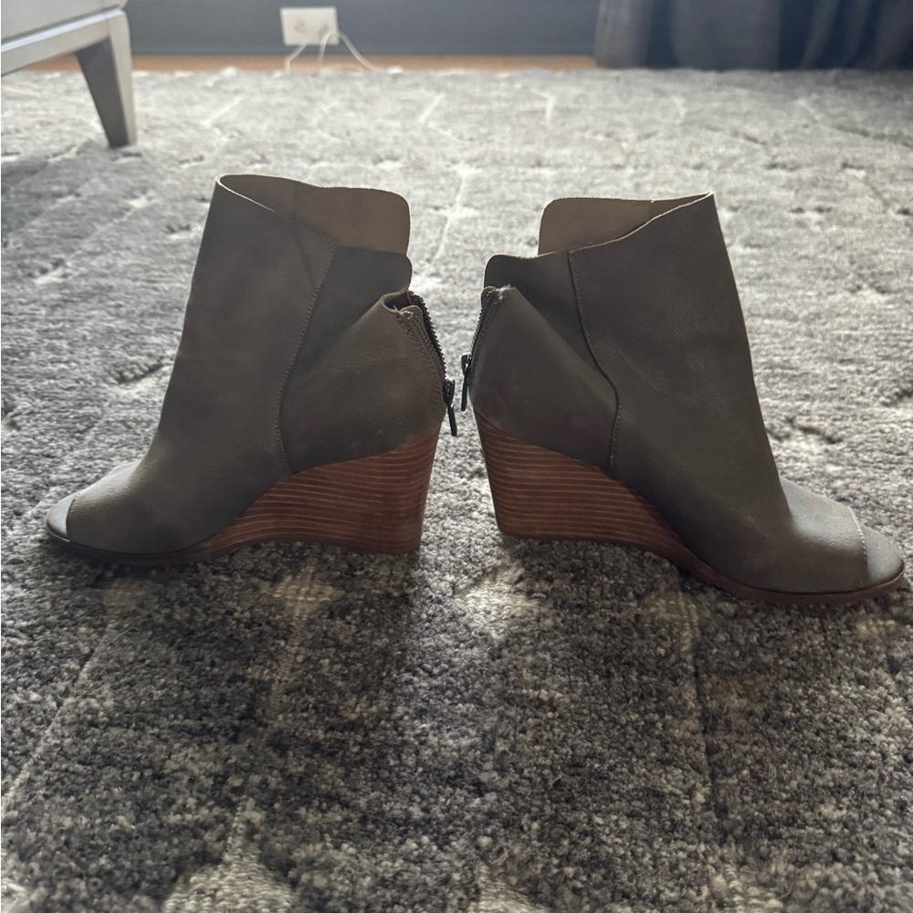 Lucky Brand gray Wedge Ankle Boots